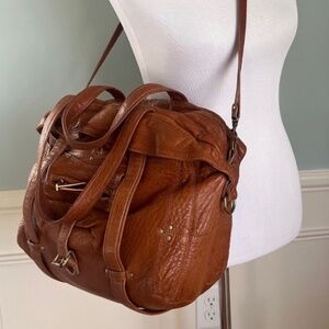 Jerome Dreyfuss Brown Leather Shoulder Bag, Ringo, French Flag Zipper Pulls